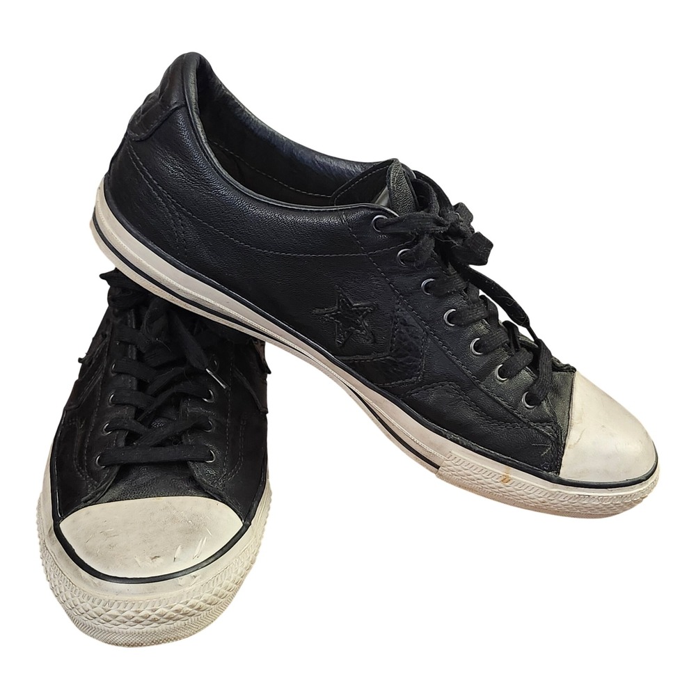 Converse John Varvatos Star Player Black Leather Grunge Sneakers M 13 W 15